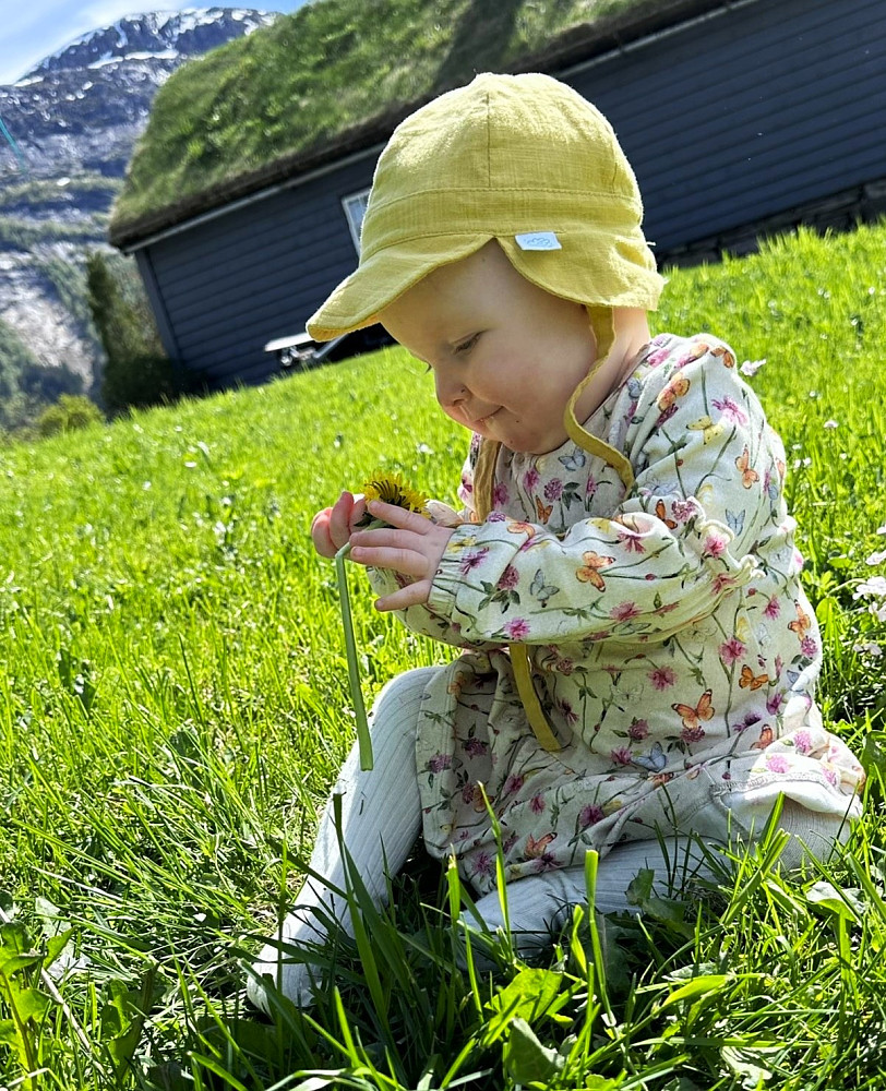 Kjenner meg heldig som kan nyte øyeblikket med eit barnebarn som knapt er året. Og som allerede verdsetter naturen, detaljer & omgivelsane rundt seg og ikkje minst viser stor glede av dette.