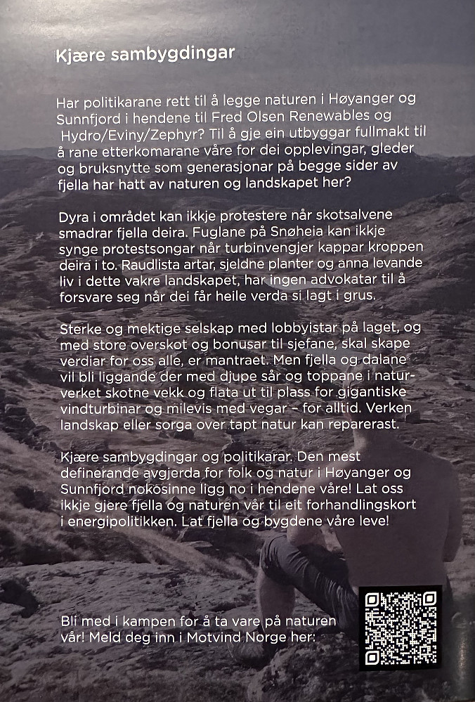 Informasjon om vindturbiner på fjellområdet Snøheia