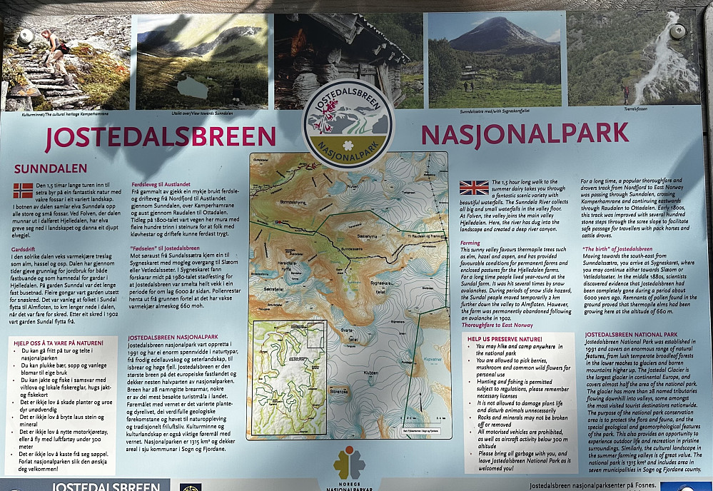 Litt info ved parkeringsplassen 