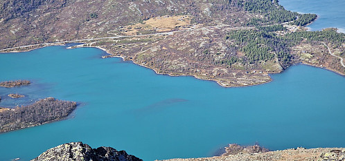 Rett ned i Sjodalsvatnet fra Svartberget