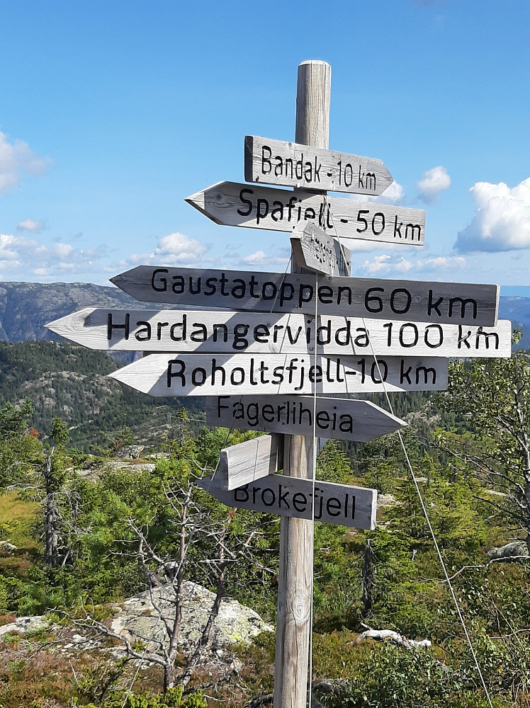 Skilt på toppen.