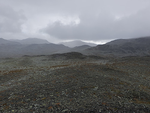 Nordaustover frå Hølsteintinden. Skal det verte så grått i dag?