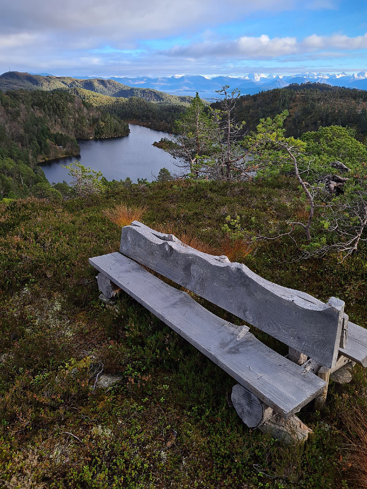 Perfekt plassert kvilebenk på Storskarhaugen vest