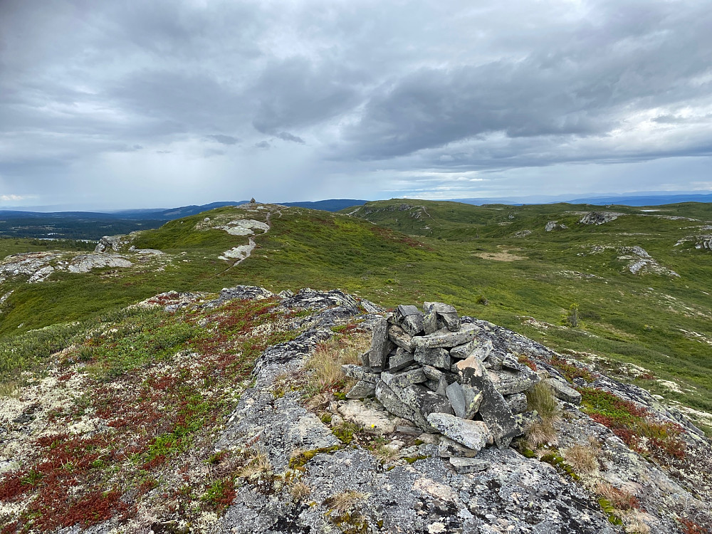 Myssmørhelje nærmest og Prestkjerringa lenger bak fra Hindalsfjellet