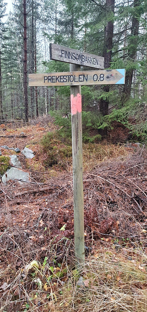 Skilt der stien jeg fulgte, startet ved veien