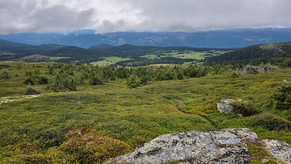 Tilbakeblikk når jeg har kommet opp av skogen. Skyene lå lavt i dag