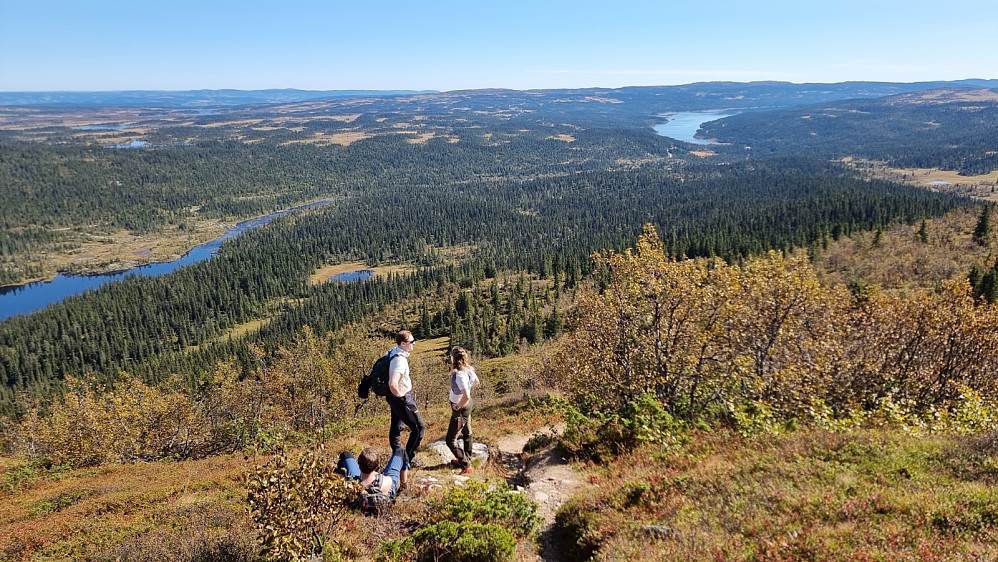 Pause for å nyte utsikten i det vi kommer over tregrensa