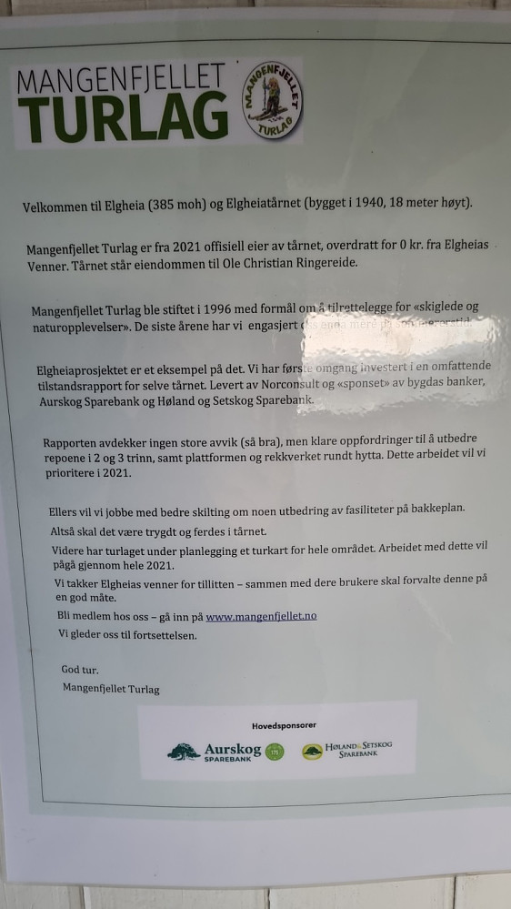 Info om tårnet på Elgheia