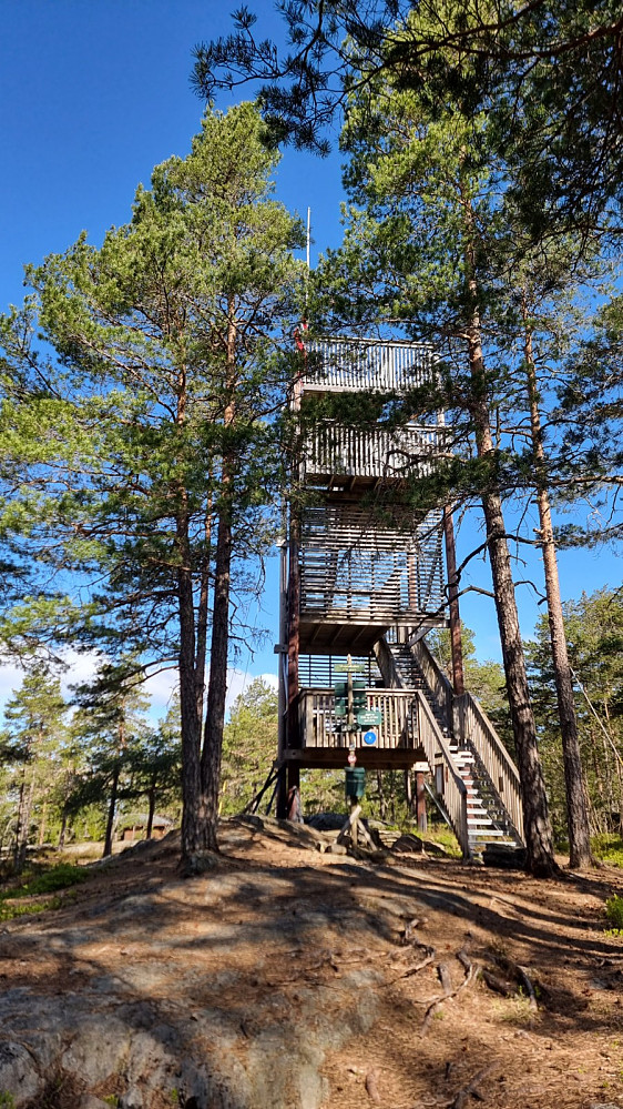 Utkikstårn rett ved toppen
