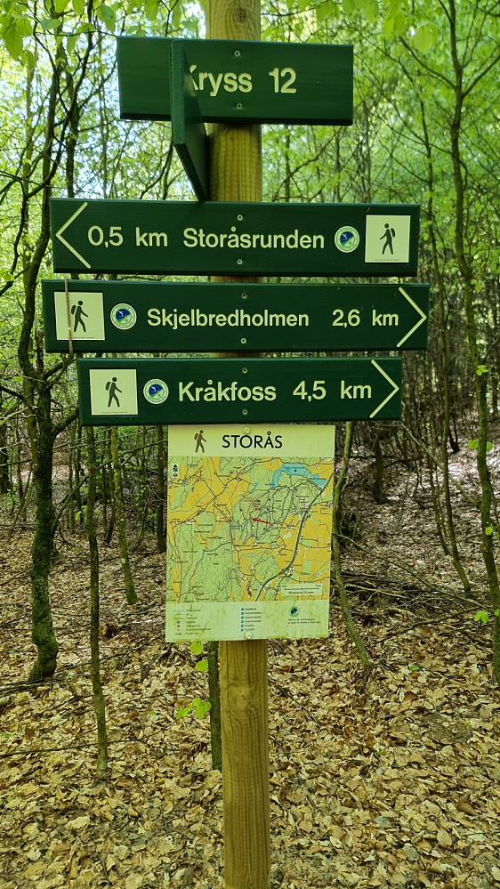 Stien gikk ned til dette krysset, og da var det strake veien tilbake igjen.