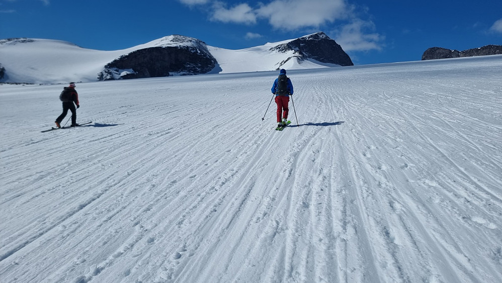 Sporet fra folke marsjen opp i går, dekket nesten hele breen