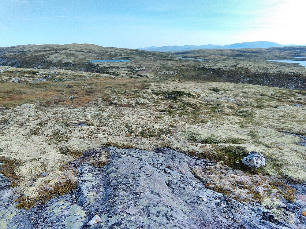 Tilbakeblikk litt oppe i fjellsiden. Urda til venstre og Folldalsfjell i bakgrunnen