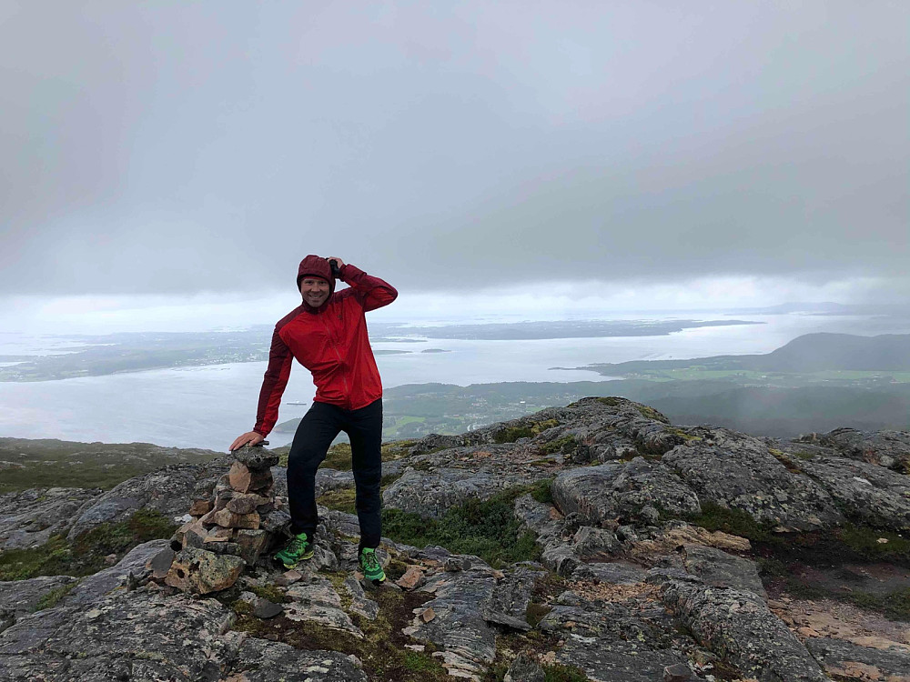 Toppen av Eiskremheia (493 moh) i småhustrig vær