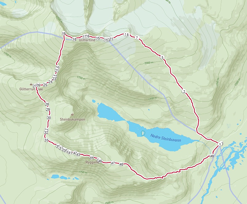 GPS-track av rundturen fra Polar.