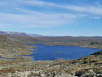 Endelig fått øye på Finsevatnet, men fortsatt 7-8 km igjen.