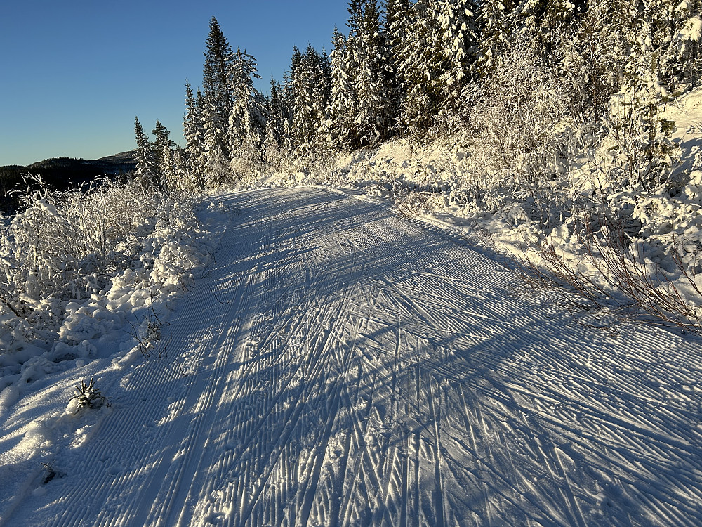 Lite snø, bare kjørt såle. Men fint å gå.