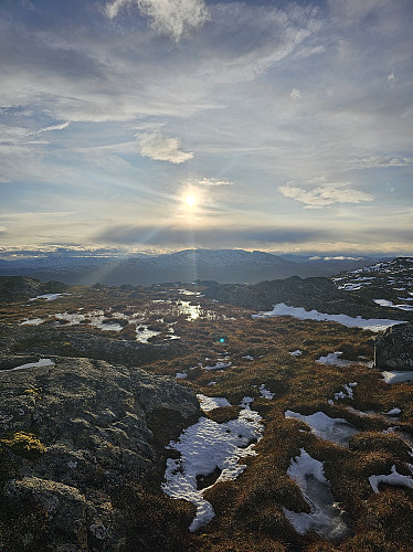 Ettermiddagstur i strålende vær. Solnedgang over Resfjellet.