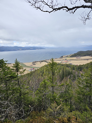 Snøskur ute i Trondheimsfjorden.