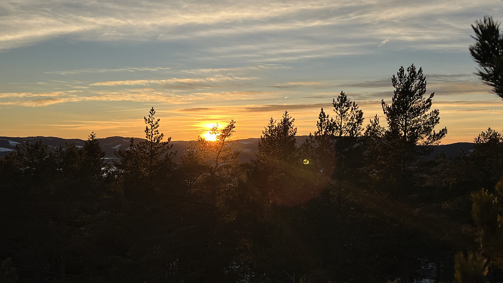 Solnedgang i vest sett fra Risdalstårnet