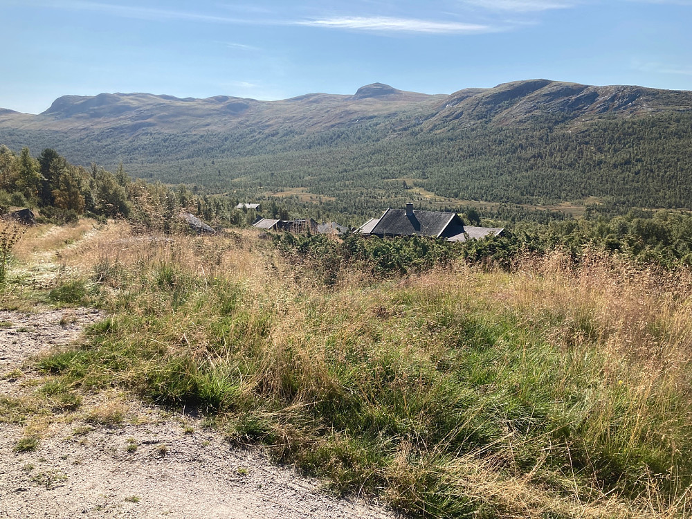 Grusvei opp gjennom hytteområdet.
