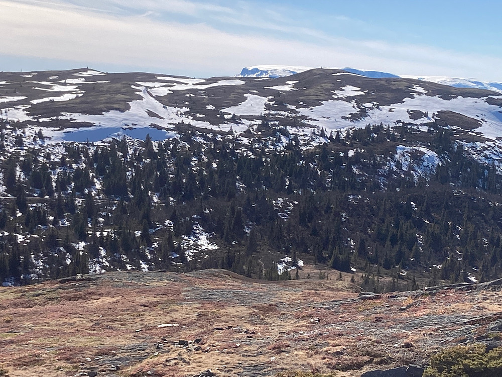 Utsikt tilbake til Nysetfjellet med Hallingskarvet i bakgrunnen.