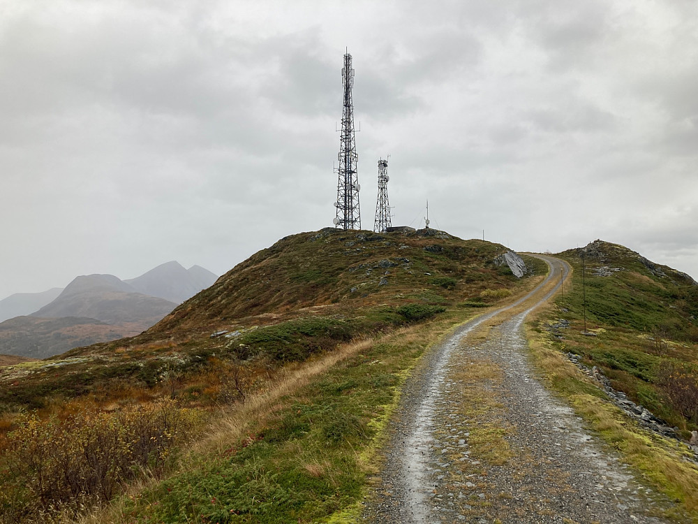 Toppen av Lerbergsfjellet med mastene.