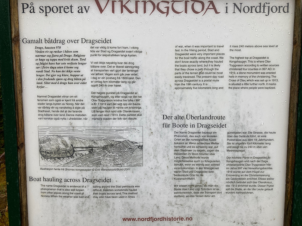 Infoskilt i bunn av kongeveien.