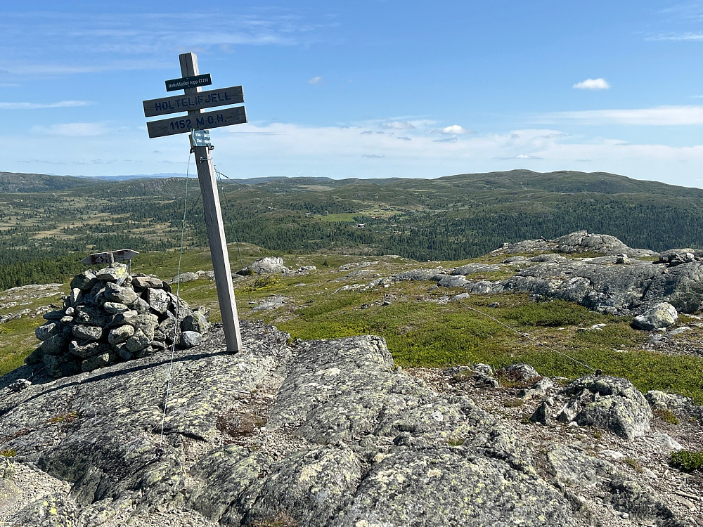 Toppen av Holtelifjellet med Rauddalsfjellet i bakgrunnen.