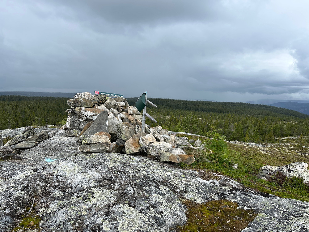 De truende skyene som kom vestfra hadde med seg regn, lyn og torden, så jeg kom meg ned fra toppen ganske fort.