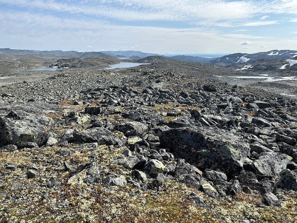 Utsikt sørøstover fra «Sørøst for Einarsvatnet». Reineskarvet og antagelig Fauskofjell og Gaustatoppen ses litt til høyre i bildet.