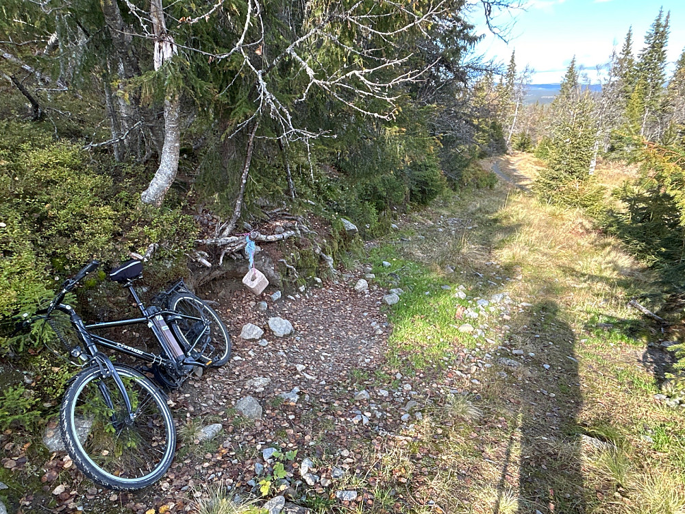 Sykkelparkering 20 meter ovenfor grusveien.