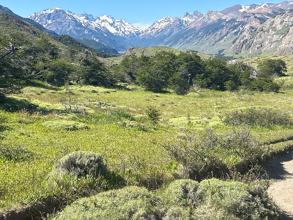 Det er andre fine fjell og daler ved El Chaltén. Skulle likt å ta en tur inn den dalen, men det var grusvei der, og noe jeg ikke prioriterte denne gangen.