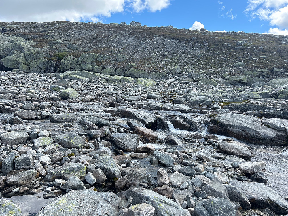 Her passerte jeg en liten elv på cirka 1400 moh.