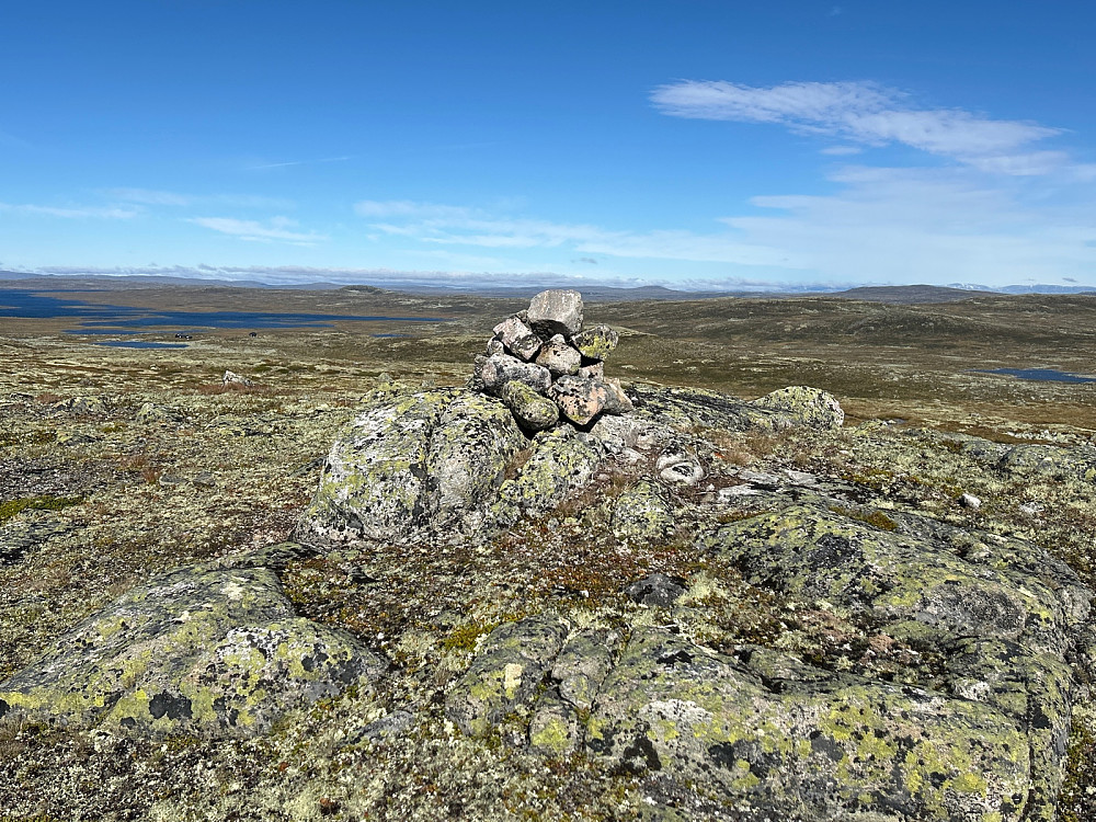 Varden på toppen Sørøst for Lågaros (1353). I bakgrunnen midt i bildet, og på hitsiden av det store vannet, ses Lågaros. Og Nottaren som jeg har lagt min elsk på ses midt mellom Lågaros og varden.