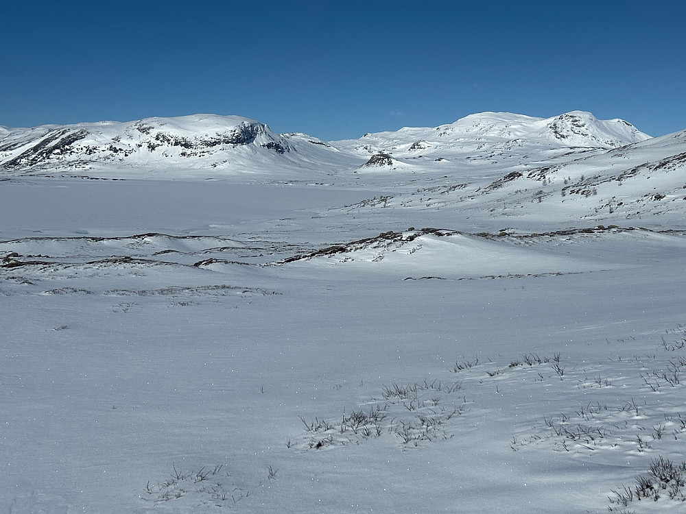 Bleia til høyre ser ut til å ha mer snø enn Breinosi, dit jeg skal.