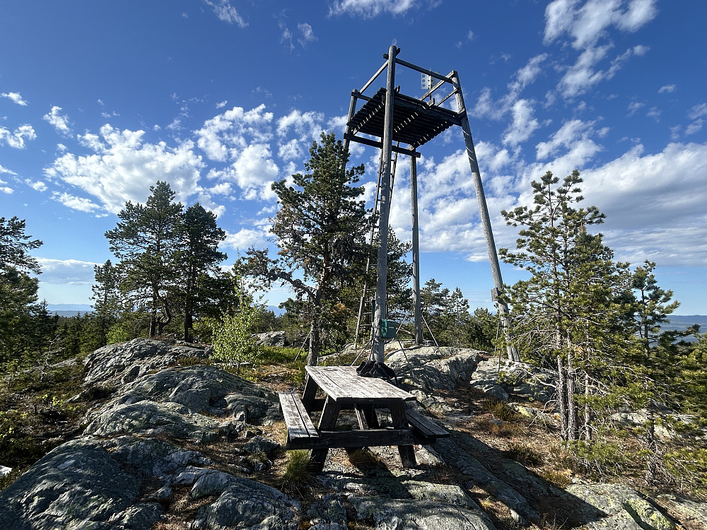 Tårnet på toppen av Nattjennåsen. Vi klatret ikke opp i det. Jeg syntes stigen var for lealøs.