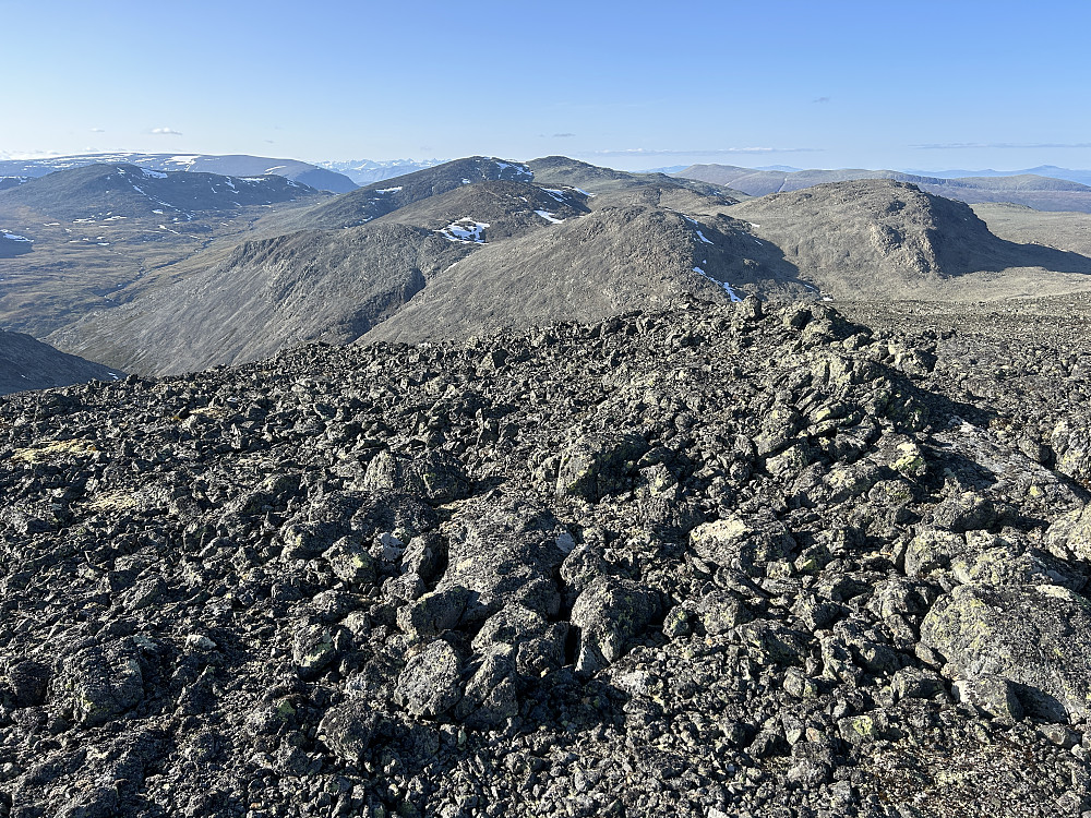 Utsikt fra Skurvefjell nordover mot Jotunheimen.