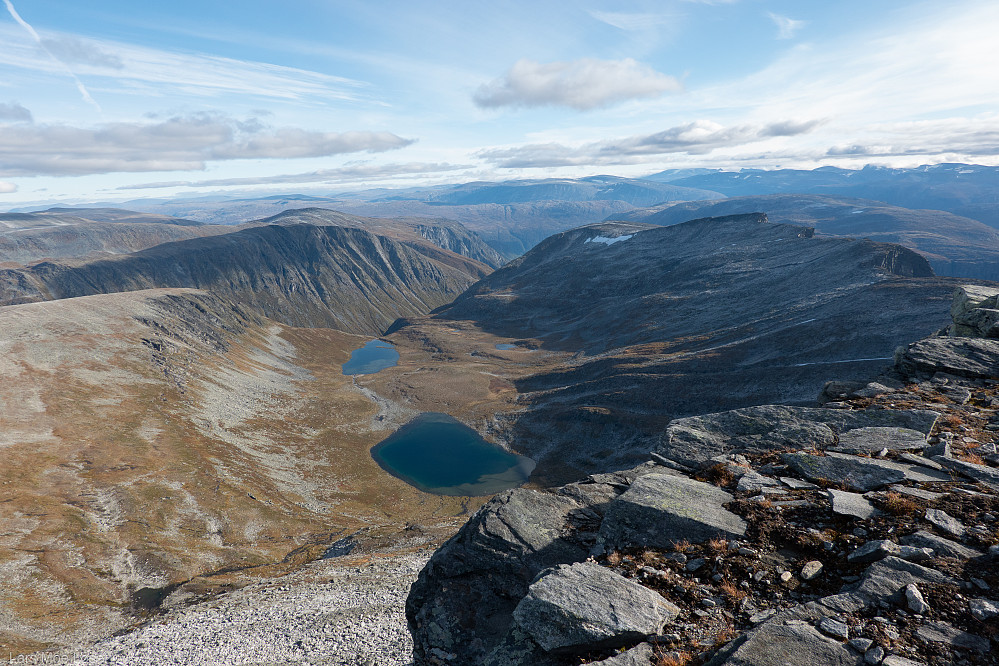 Fra toppen av Klingråkkammen (også kalt Namnlausfjellet, Klingråkhøa, Kråkskarven og Blåfjellet)