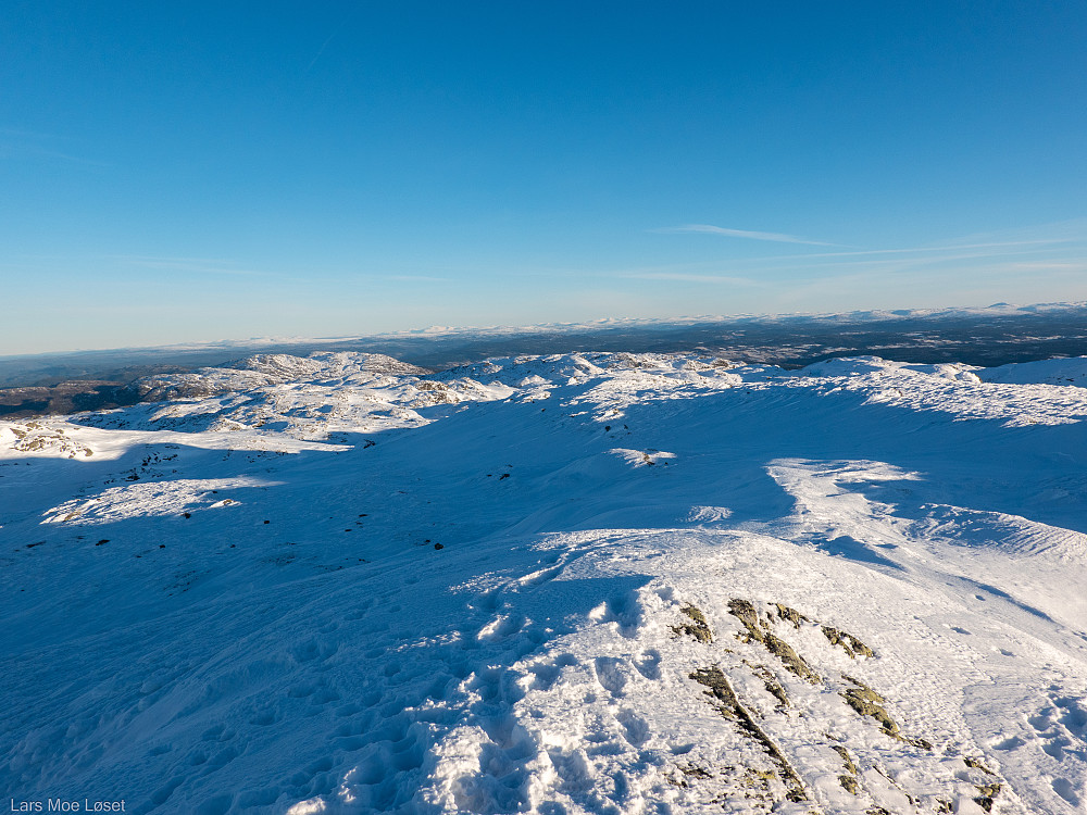 Fra varden og nordøstover mot Gynnildfjellet. Veldig kupert terreng.