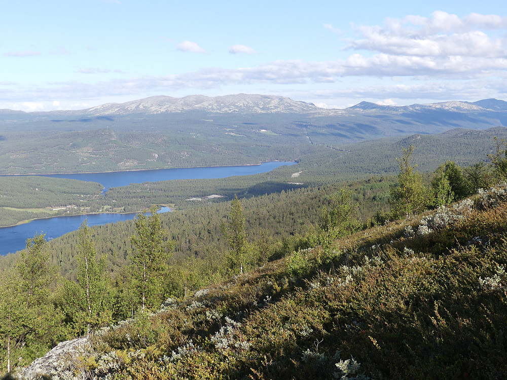Småsjøene Slangen og Olstappen med Ruten i bakgrunnen.