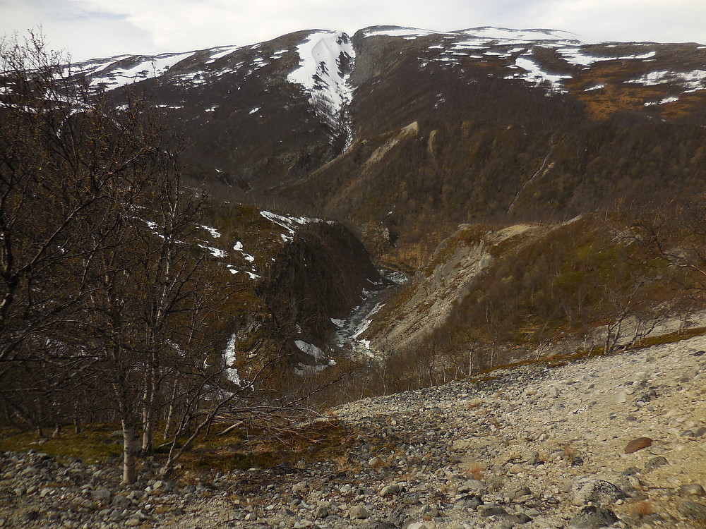 Yste Tverråa møter Åmotselva her ved Hellaugsætra.