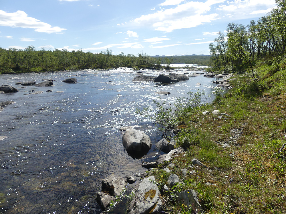 Nedstrøms vadeplassen - mot Rihåen.