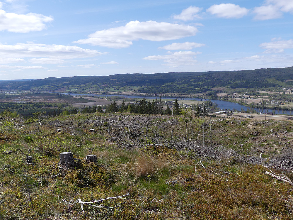 Sørover Glåmdalen fra toppen av Lemberget.