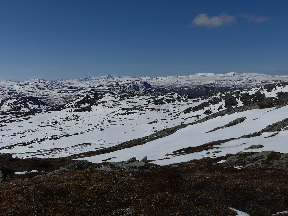 Jeg nærmer meg toppen på Digerhøa og får utsikt til litt avTrollheimen