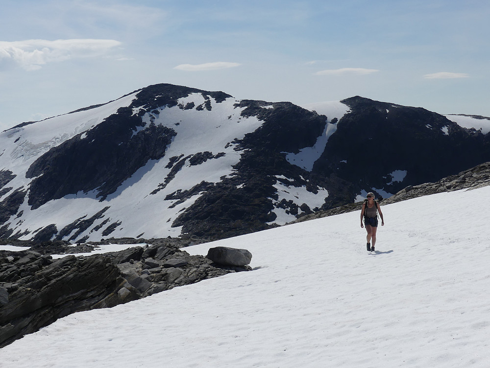 Opp mot Fossfjellet. Rundegga i bakgrunnen.