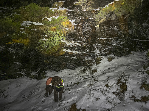 Litt off-trail og småbratt på vei ned...