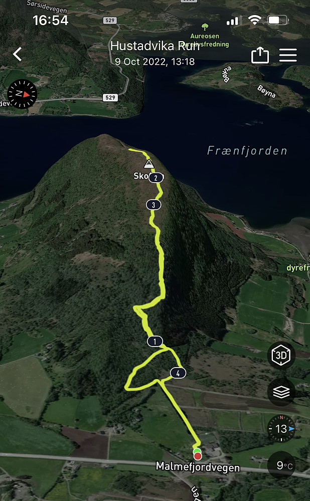 Ruta opp på Skoften