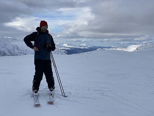 Image #6: My son Dag on top of the mountain. Lake Honndalsvatnet is seen afar.