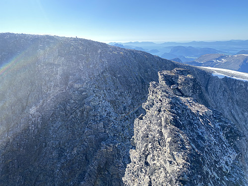 Image #18: Looking back at Mount Trollklørn and the steep notch that separates it from Mount Vestre Trolltind.