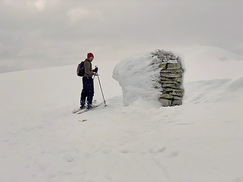 Image #9: My son standing by the cairn on top of Mount Kragefjellet.